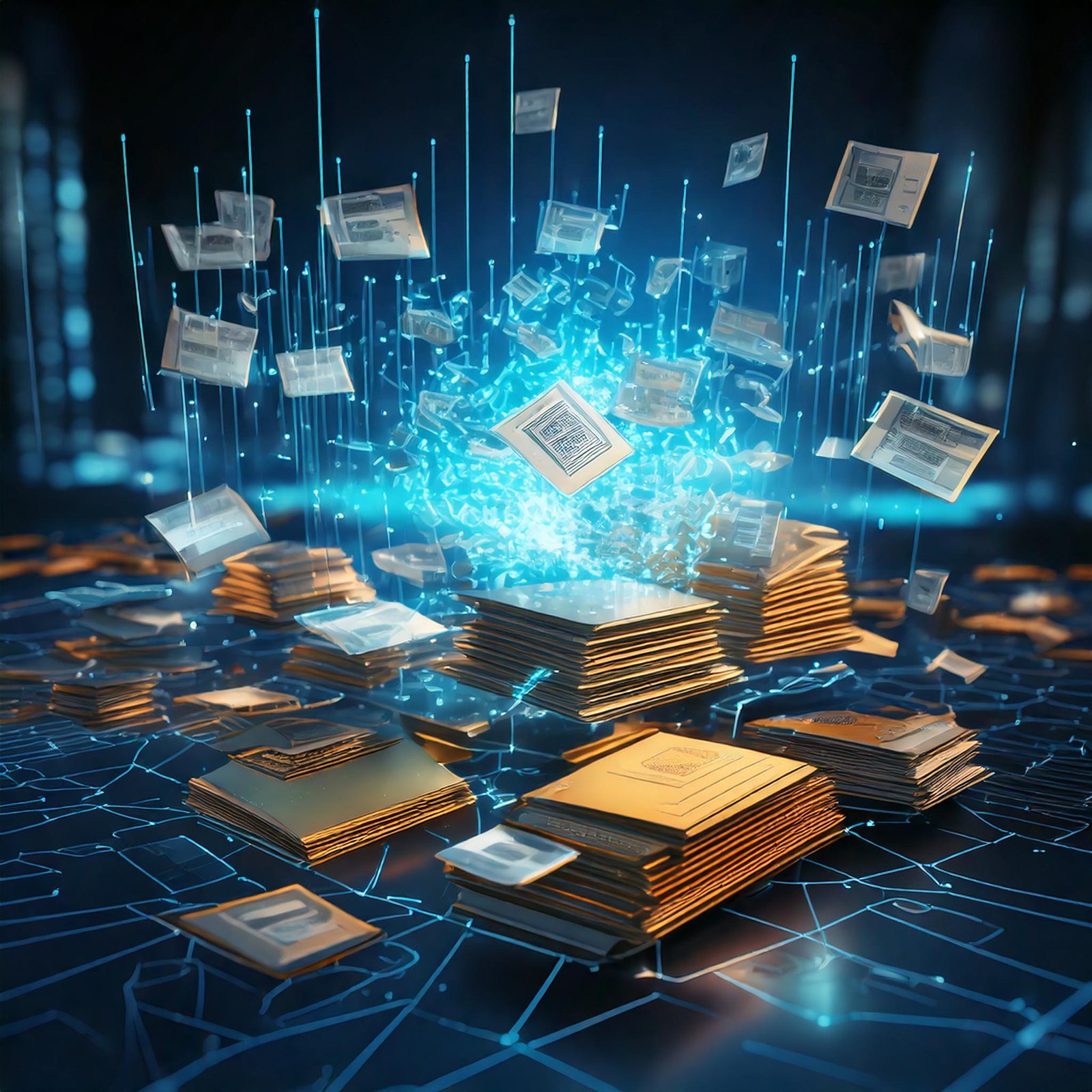 Firefly Documents being digitally transformed in the age of AI; futuristic; 3d 91201 (1) Firefly Documents being digitally transformed in the age of AI; futuristic; 3d 91201 (1)
